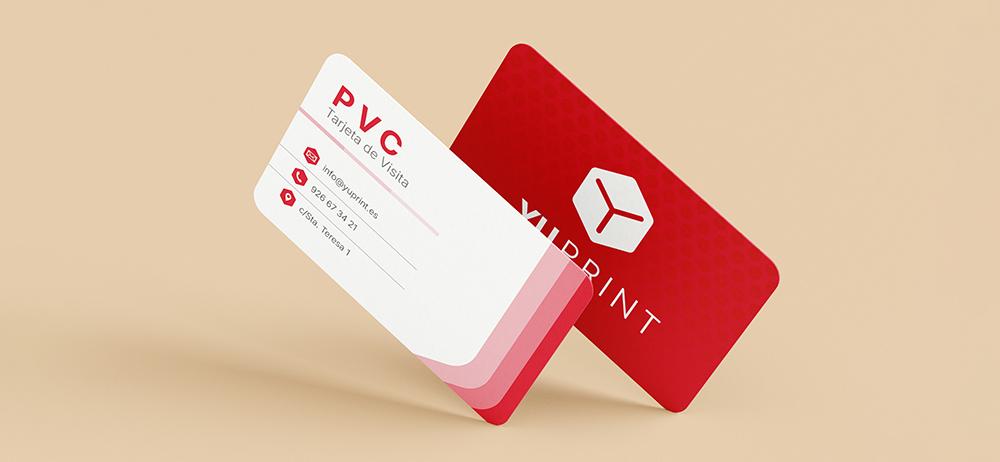 Tarjeta PVC de alta calidad con diseño corporativo en blanco y rojo, perfecta para marcas profesionales.