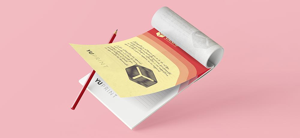 Bloc autocopiativo Yuprint con diseño profesional en tonos rojos, ideal para trabajos, pedidos y formularios.