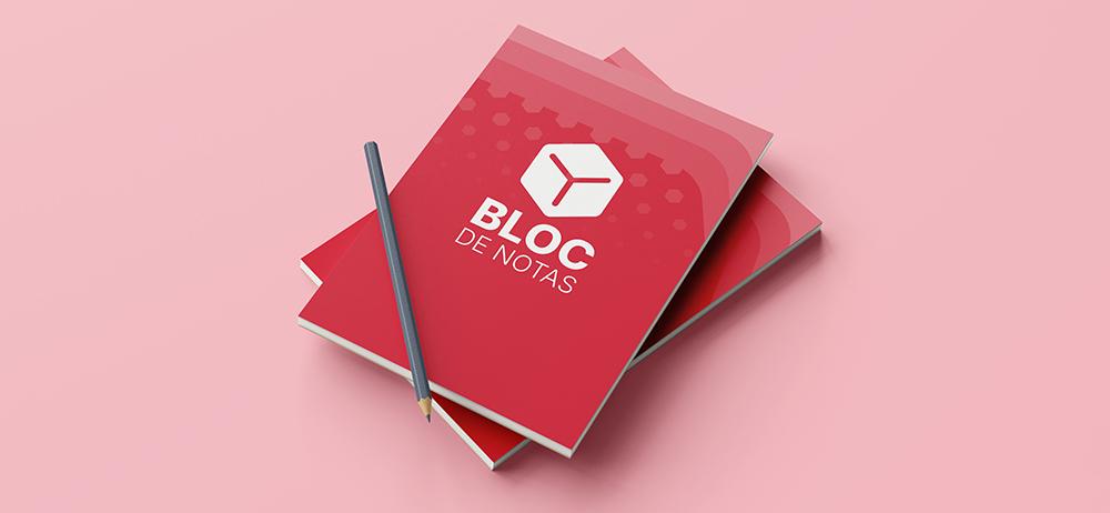 Bloc de notas Yuprint con portada roja y diseño corporativo, ideal para oficinas, estudios y negocios.