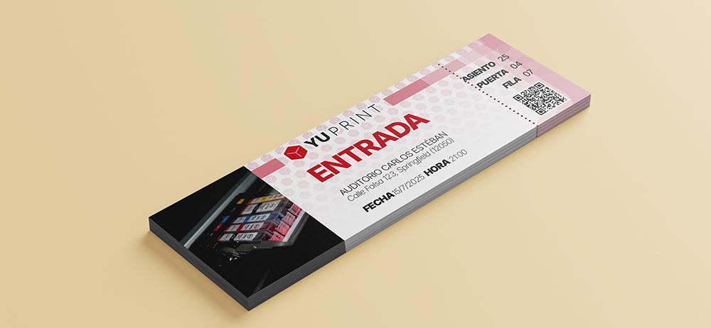 Entrada impresa personalizada YUPrint con diseño profesional y alta calidad para eventos.