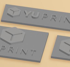 Tampón de impresión YUPrint en relieve gris, placas estampadas ideales para sellos personalizados profesionales.