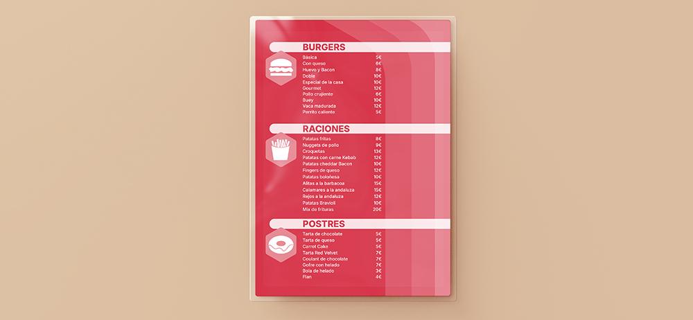 Menú plastificado YUPRINT de alta durabilidad, ideal para bares y restaurantes.