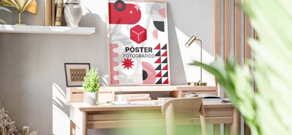 Póster fotográfico decorativo en marco, ideal para oficinas y espacios creativos