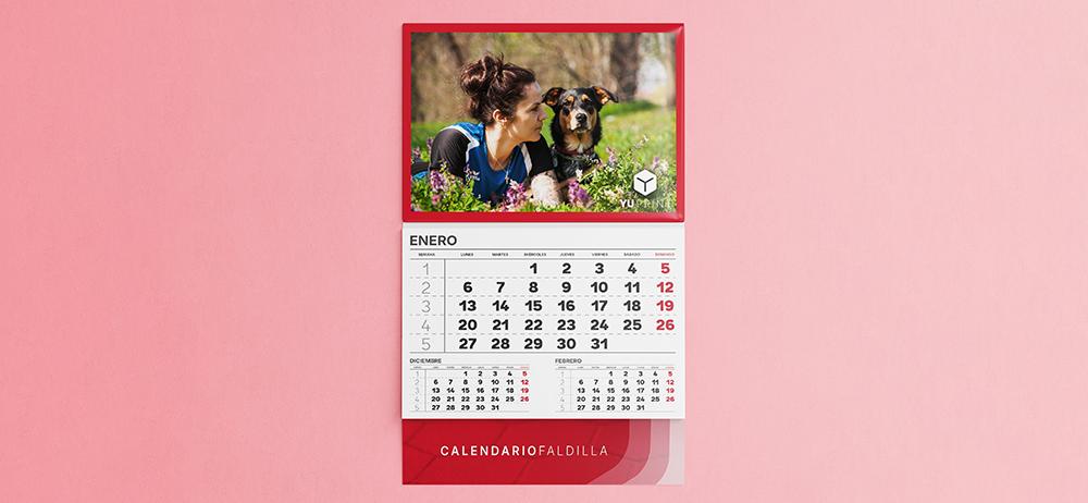Calendario de faldilla personalizado con foto y diseño impreso de alta calidad