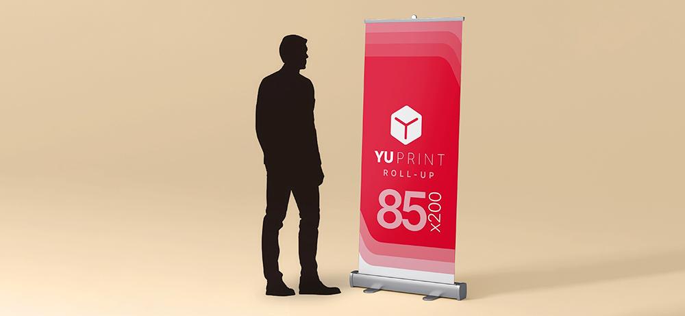 roll up publicitario 85x200 cm impreso en alta calidad por YuPrint para exhibiciones y eventos